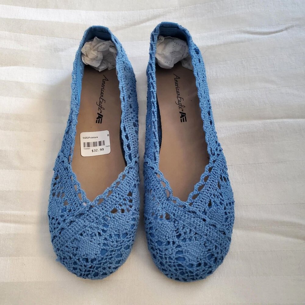 American Eagle Lace Flats Light Blue NEW (8)